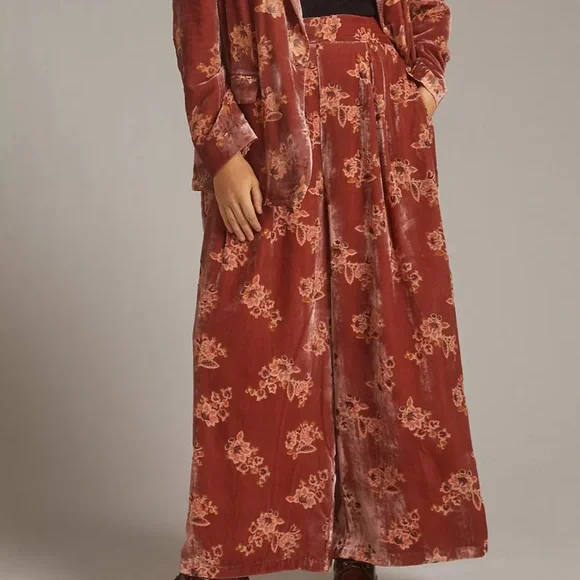 NWOT Anthropologie size small Hutch floral burnout velvet trousers - Picture 6 of 10